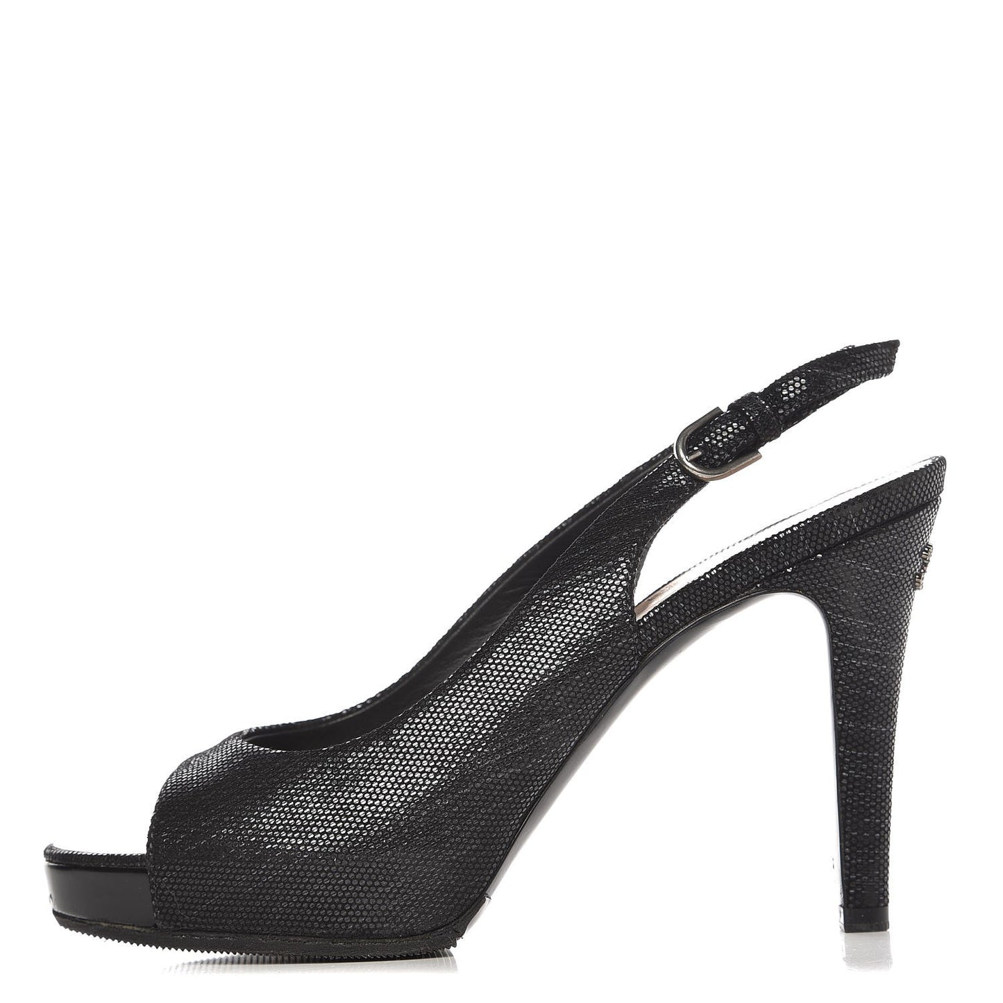 Shimmer Fabric Peep Toe Slingback Pumps 37.5 Black