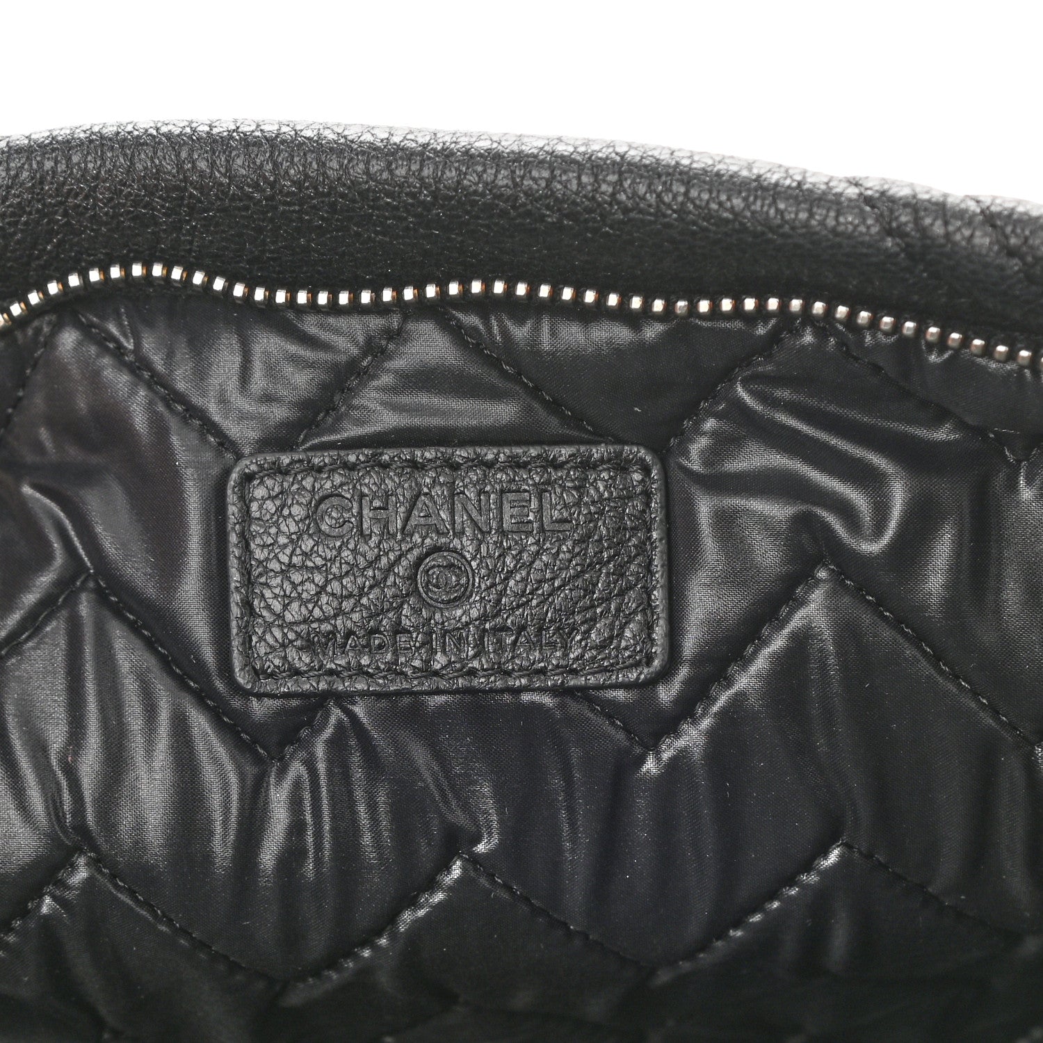 Chanel Calfskin Chevron CC Beauty Clutch Black 6 of 7