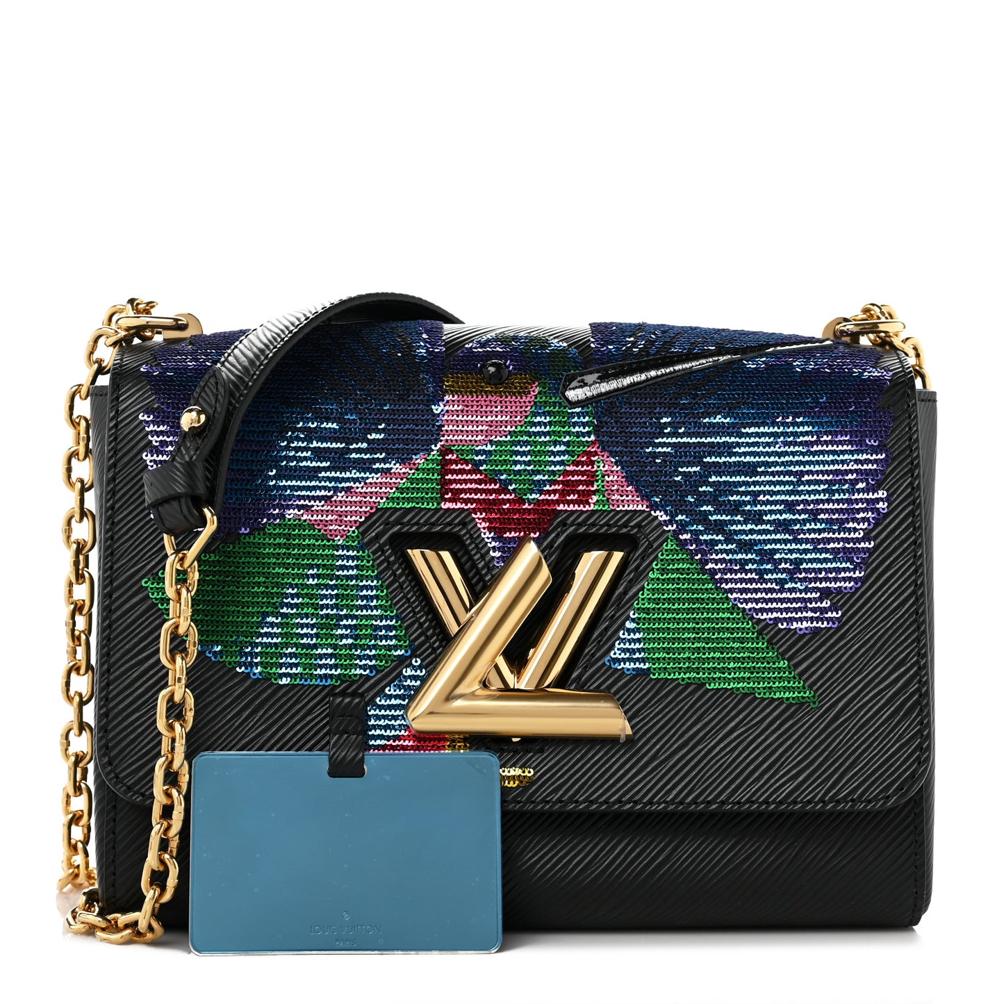 Epi Sequin Bird Twist Shoulder Bag MM Black