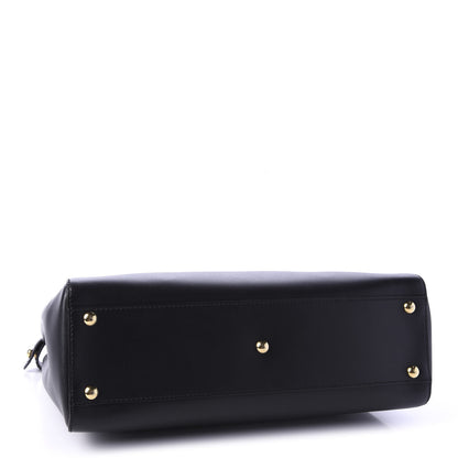 Fendi Vitello Morgan Fabric Jacquard Pequin Medium Peekaboo Iconic Satchel Black Tobacco 4 of 12