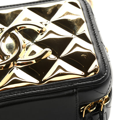Chanel Lambskin Quilted Golden Plate Clutch With Chain Black 11 of 11