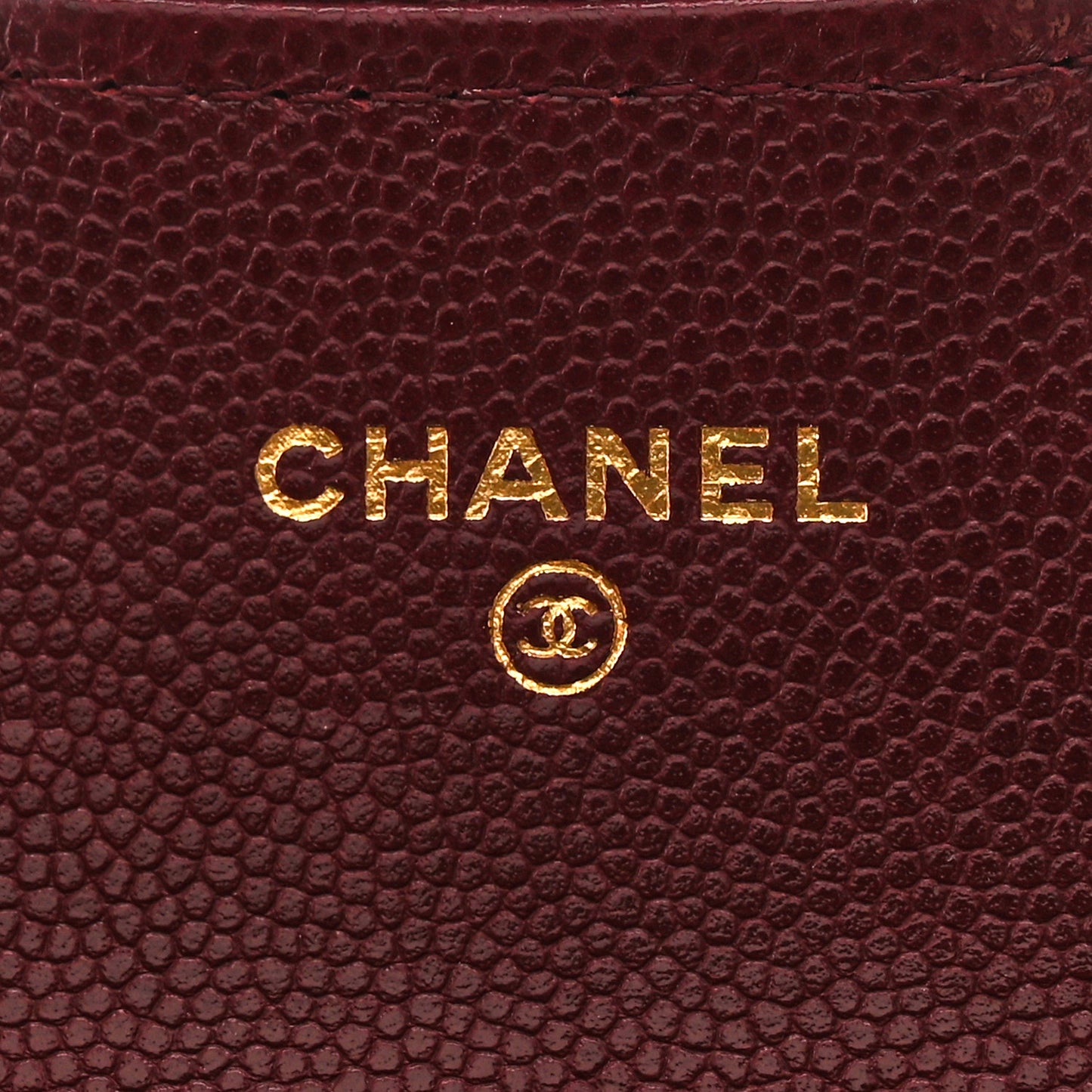 Caviar Quilted Flap Card Holder Wallet Burgundy