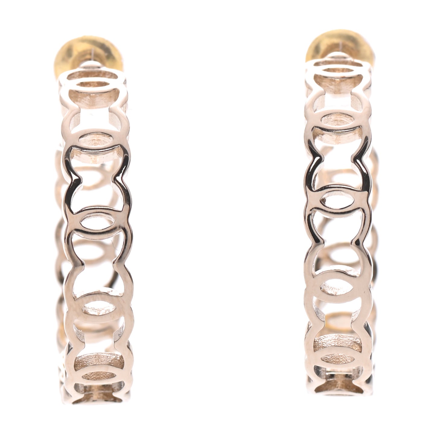 Metal CC Hoop Earrings Gold
