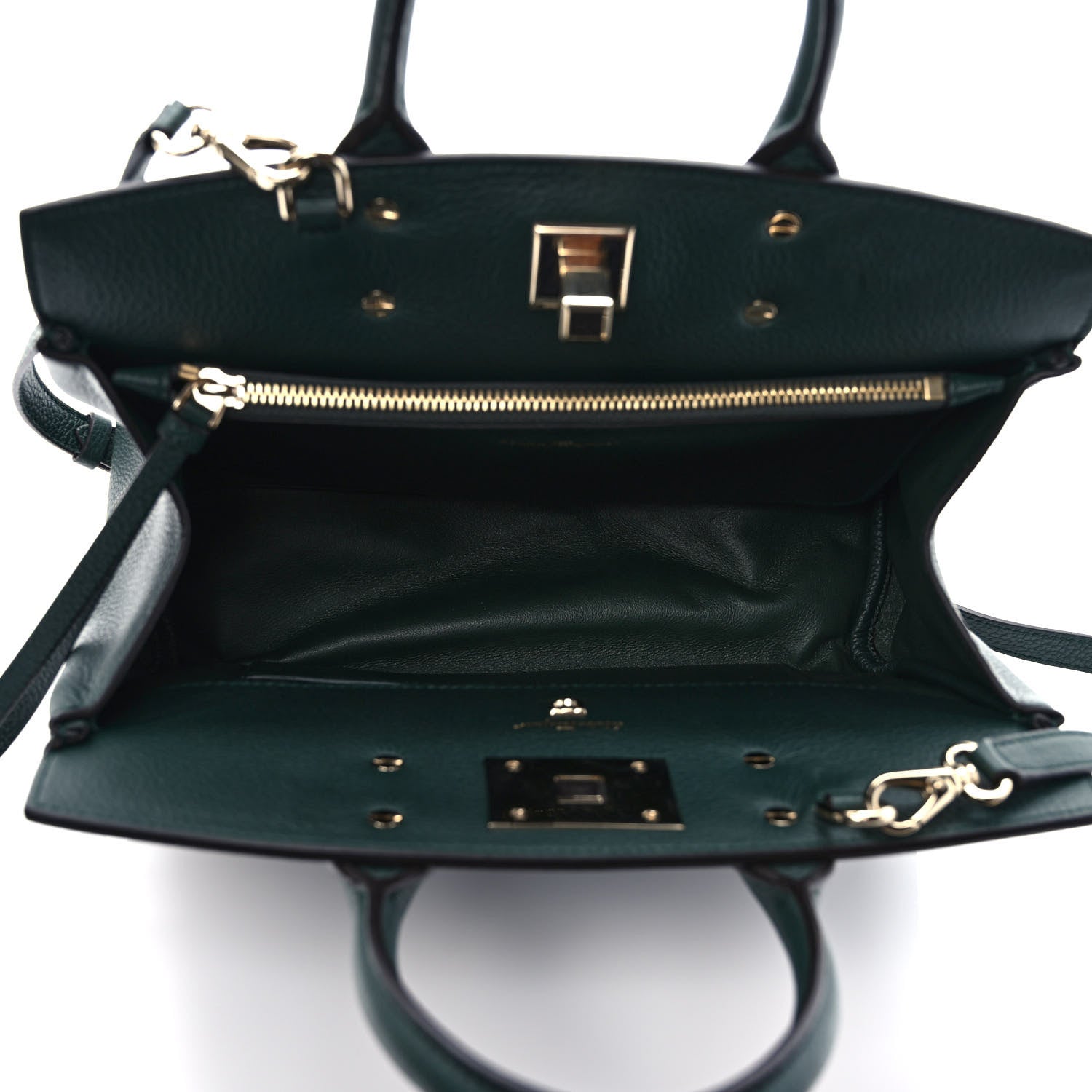 Salvatore Ferragamo Hammered Calfskin Small Studio Rock Bag Dark Green 4 of 8