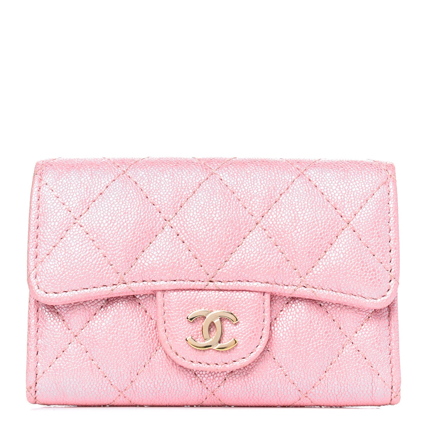 Chanel Iridescent Caviar Quilted Flap Card Holder Rose Pink 1 of 14