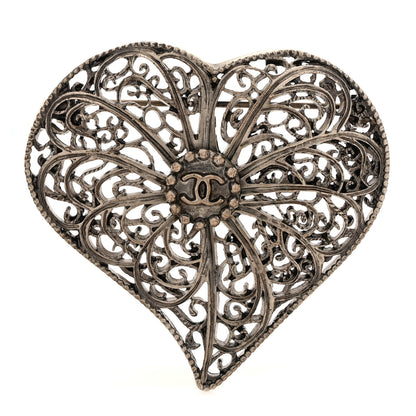 Chanel Ruthenium CC Heart Brooch 1 of 3
