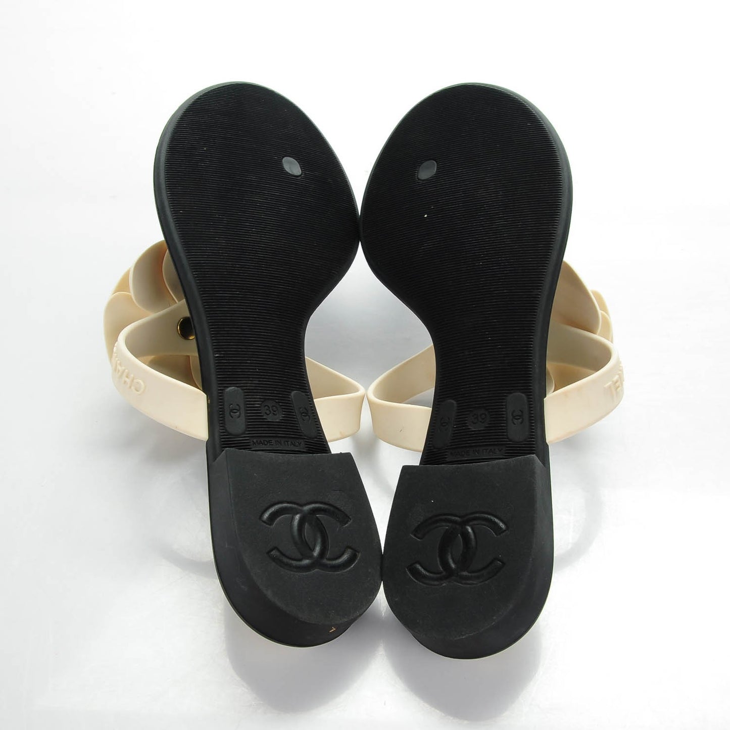 Jelly Quilted Camellia Thong Sandals 39 Black White