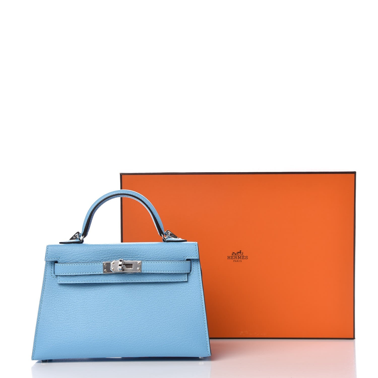 Hermes Chevre Mysore Mini Kelly Sellier 20 Celeste 8 of 8