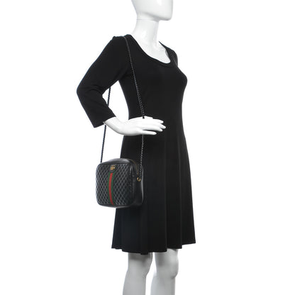 Gucci Calfskin Web Trapuntata Small GG Shoulder Bag Black 2 of 7