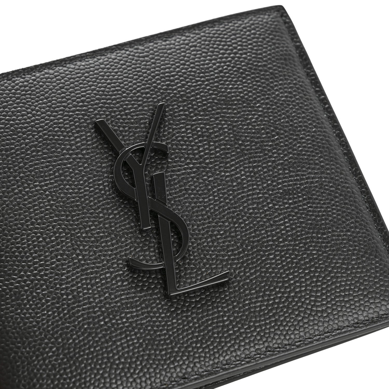 Saint Laurent Grain De Poudre Monogram Monochrome East West Cassandre Bifold Wallet Black 15 of 18