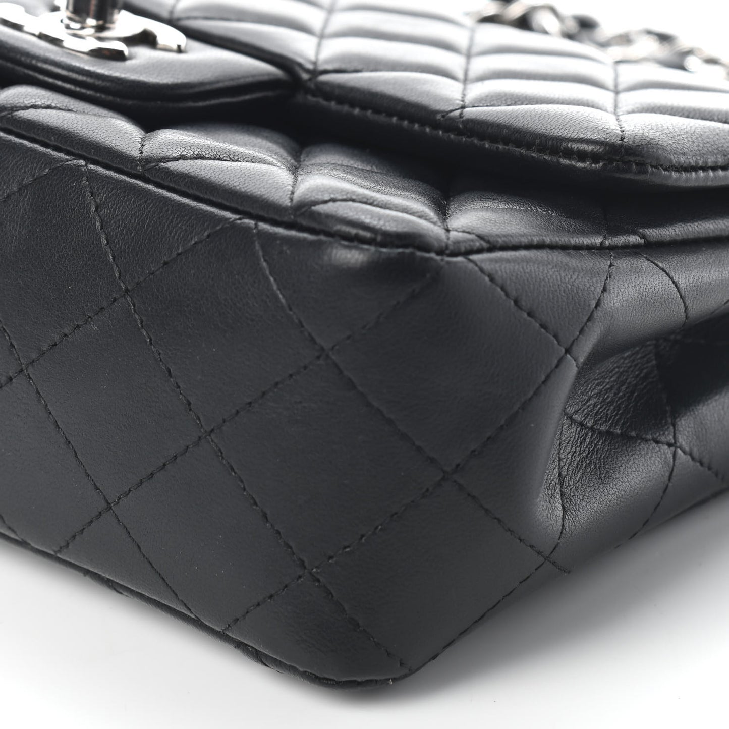 Lambskin Quilted Mini Rectangular Flap Black