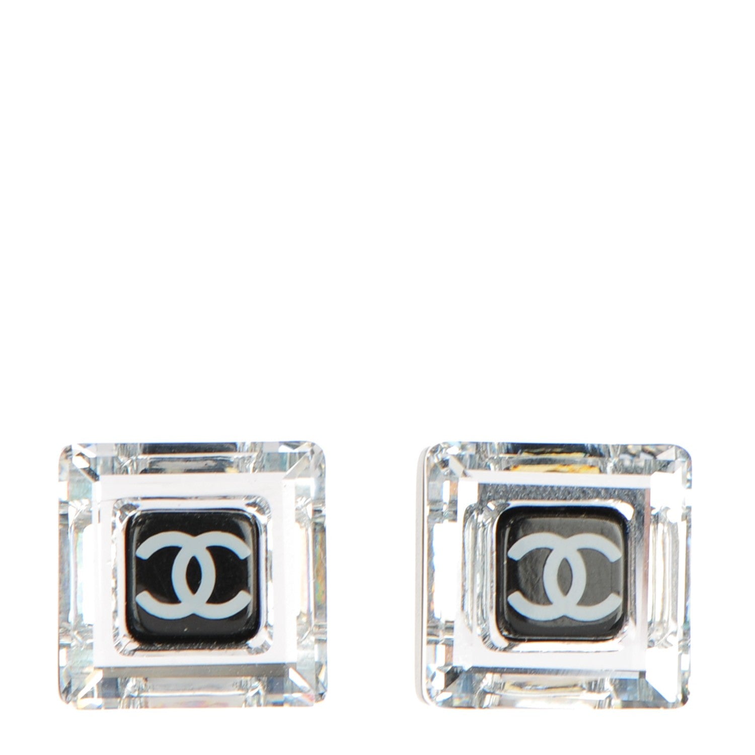 Chanel Crystal CC Square Charm Earrings 1 of 6