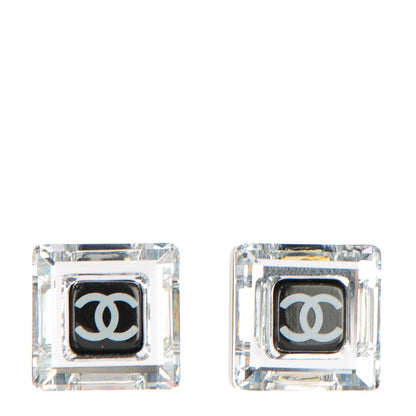 Chanel Crystal CC Square Charm Earrings 1 of 6