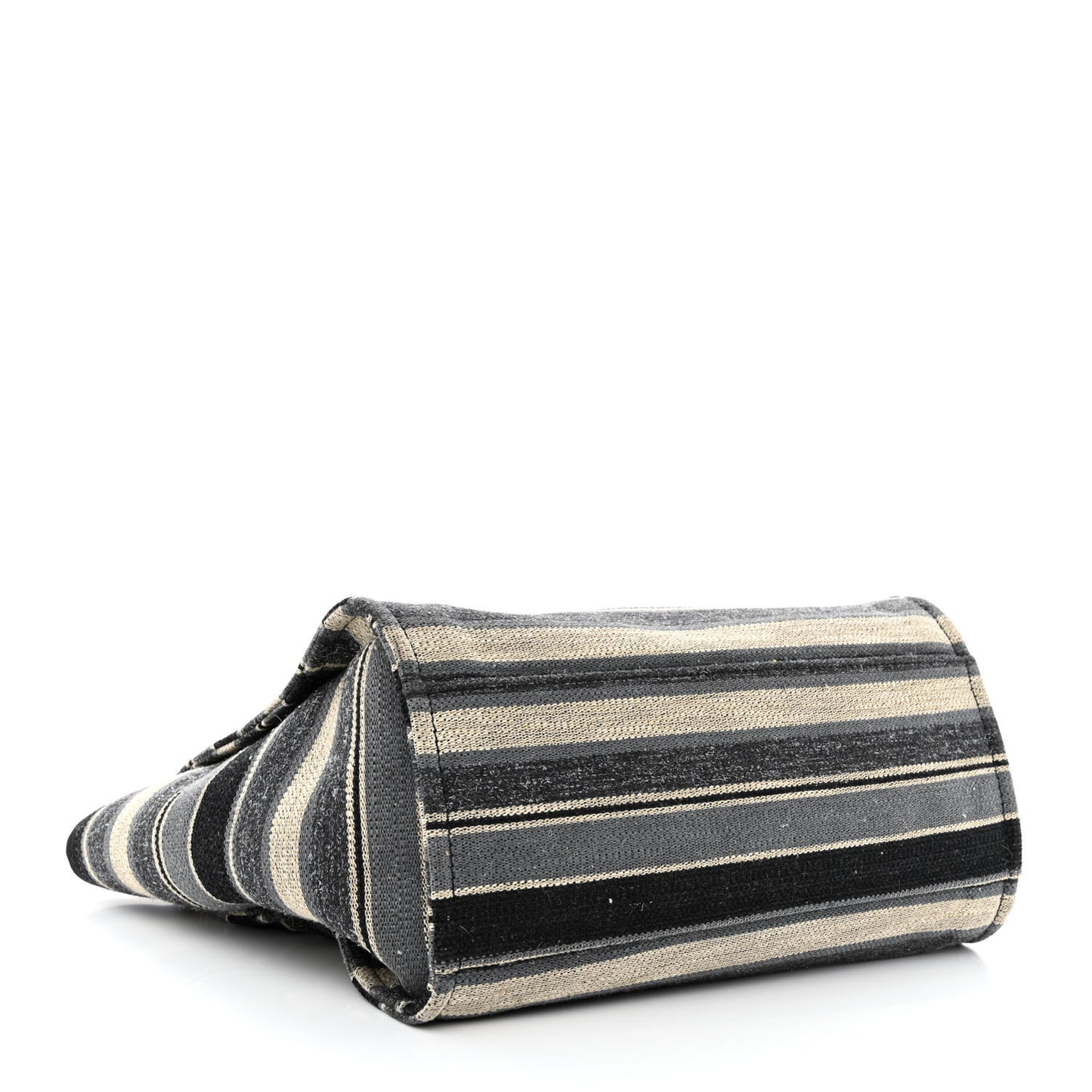 Striped Canvas Medium Deauville Tote Black