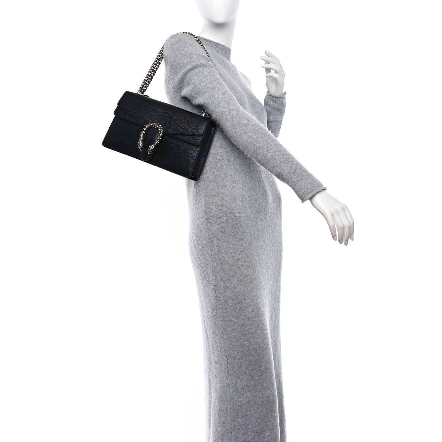 Pebbled Calfskin Small Dionysus Shoulder Bag Black