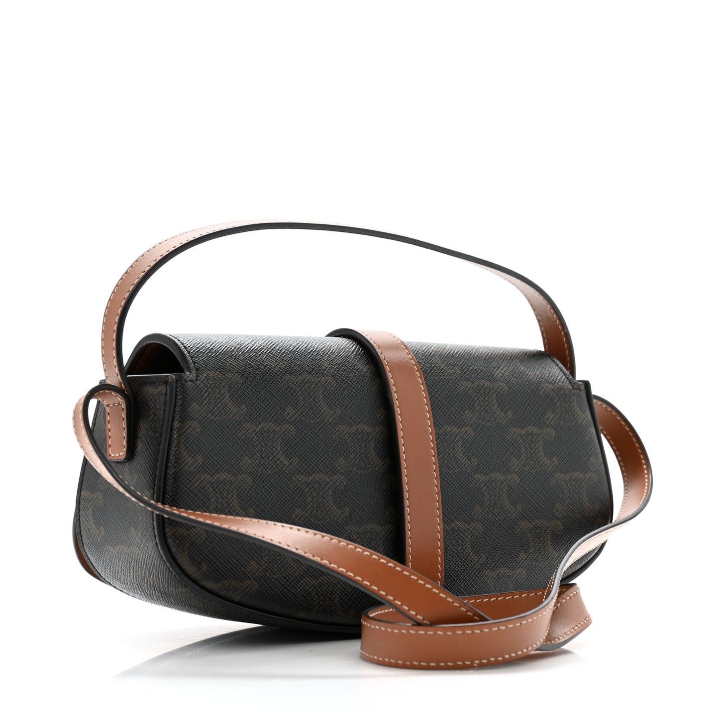 Triomphe Canvas Calfskin Tabou Clutch on Strap Tan