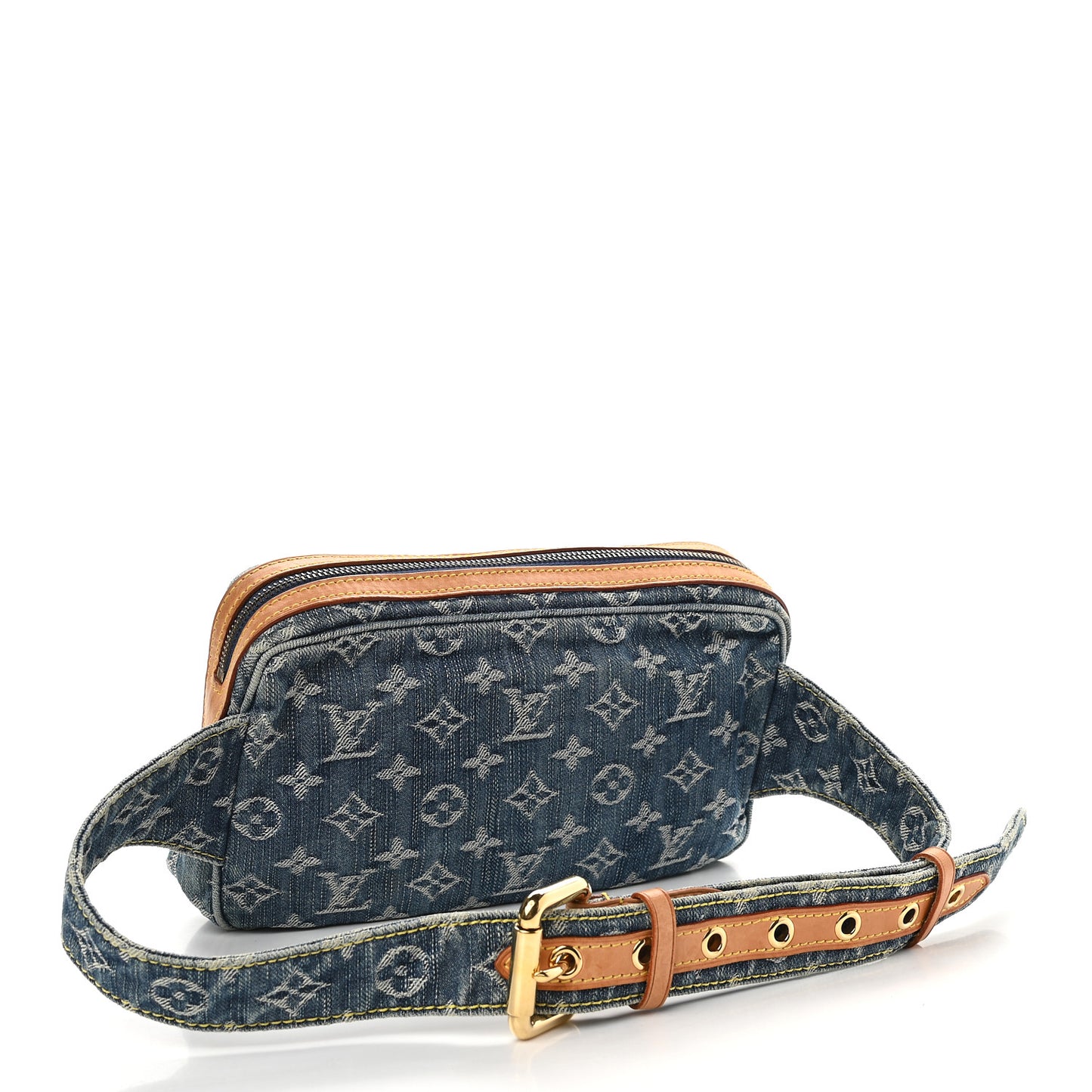 Monogram Denim Bum Bag Blue