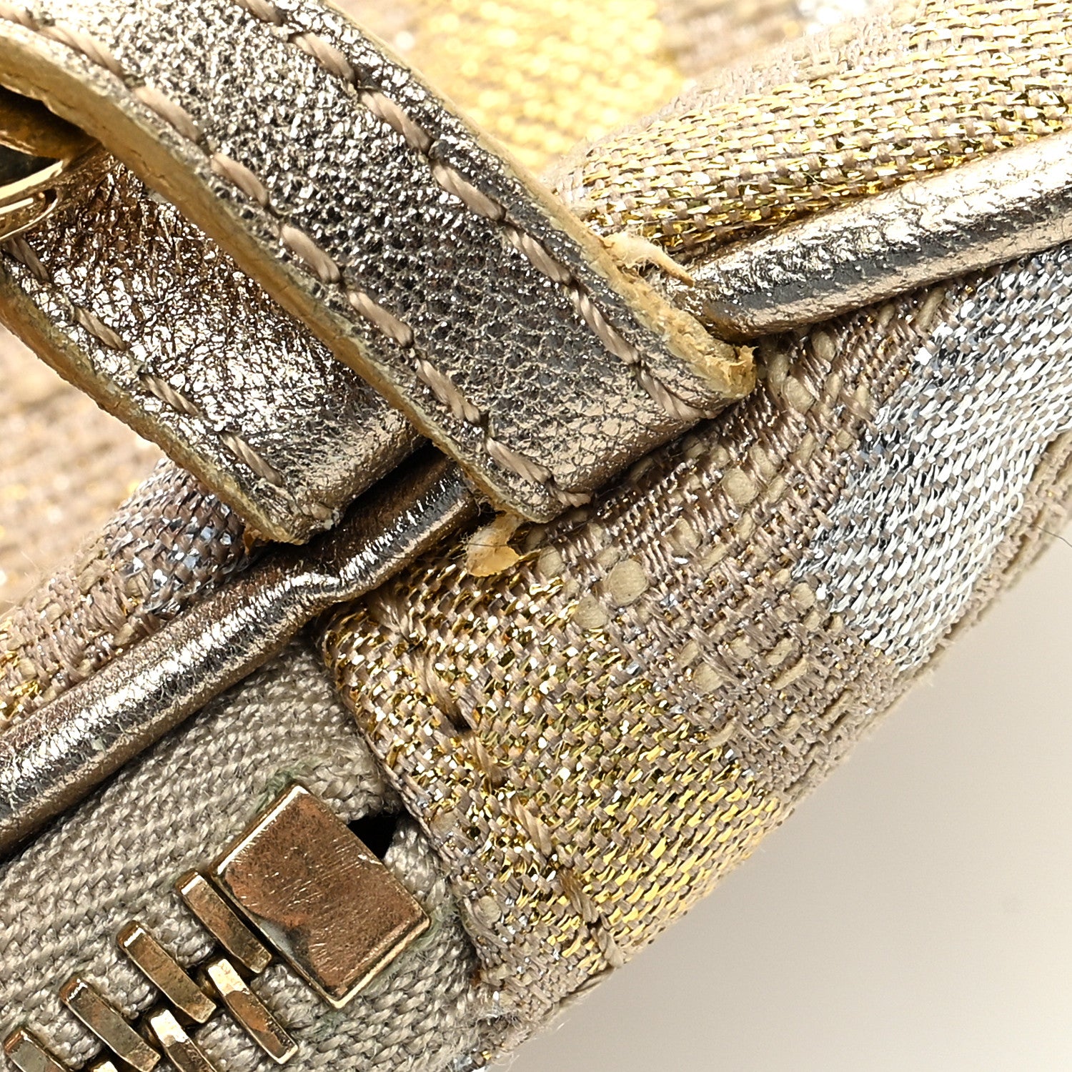 Fendi Metallic Zucca Mini Pochette Oro Argento 9 of 10
