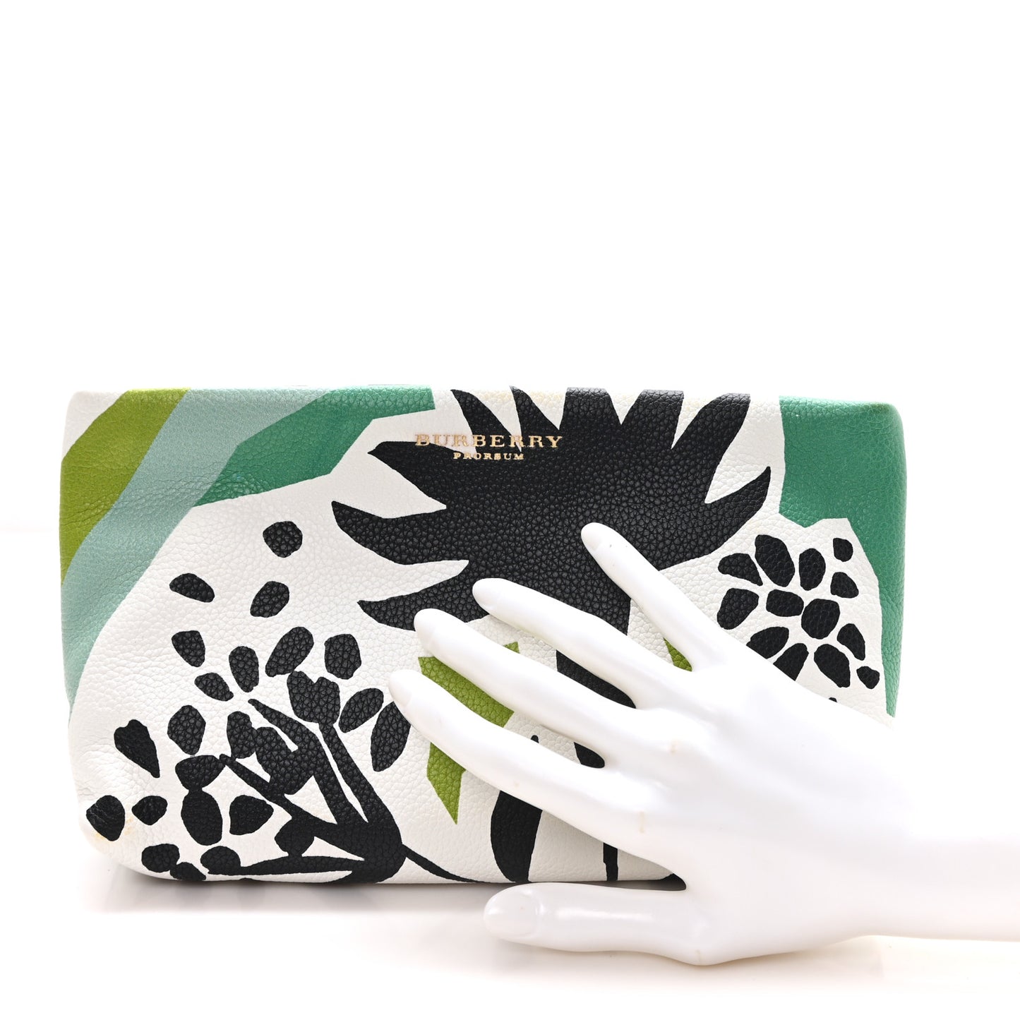 Prorsum Grained Calfskin Print Pouch Lawn Green Aqua Green