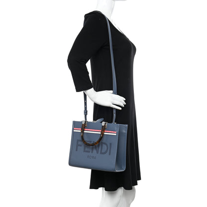 Fendi Vitello King Plexiglass Logo Embossed Small Fendi Sunshine Shopper Tote Mirto 2 of 10