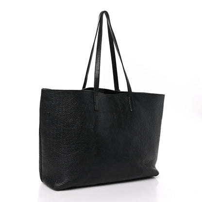 Saint Laurent Calfskin Crocodile Embossed Large Shopper Tote Black 4 of 15