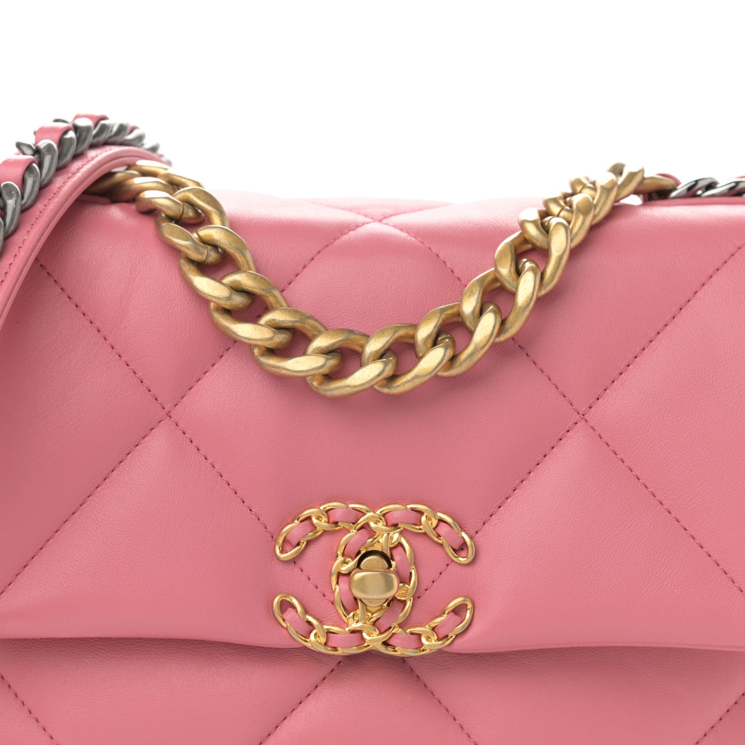 Chanel Lambskin Quilted Medium Chanel 19 Flap Pink 8 of 11