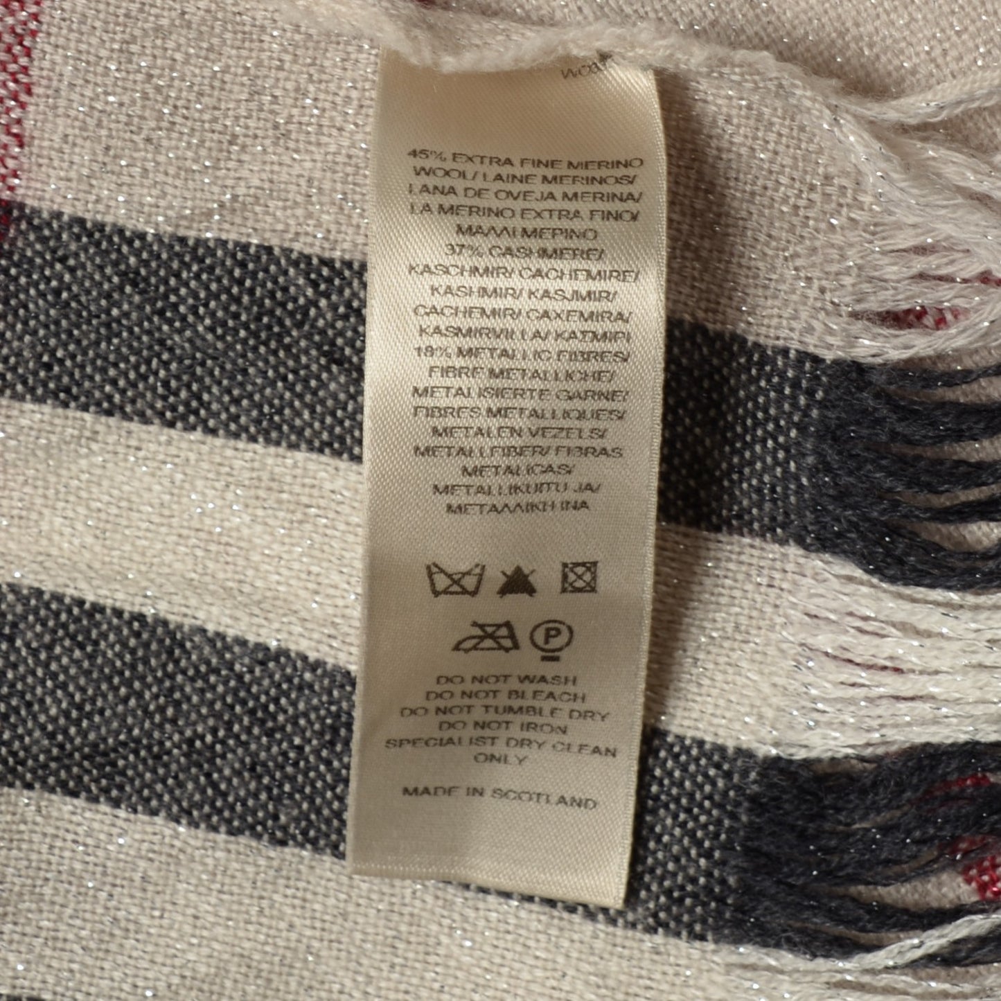 Merino Wool Cashmere Check Lightweight Scarf
