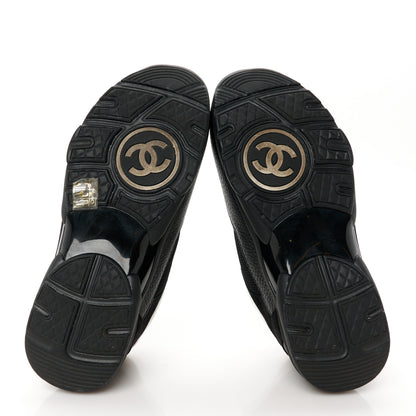 Chanel Mesh Suede Grained Calfskin Womens CC Sneakers 40 Black White 6 of 11