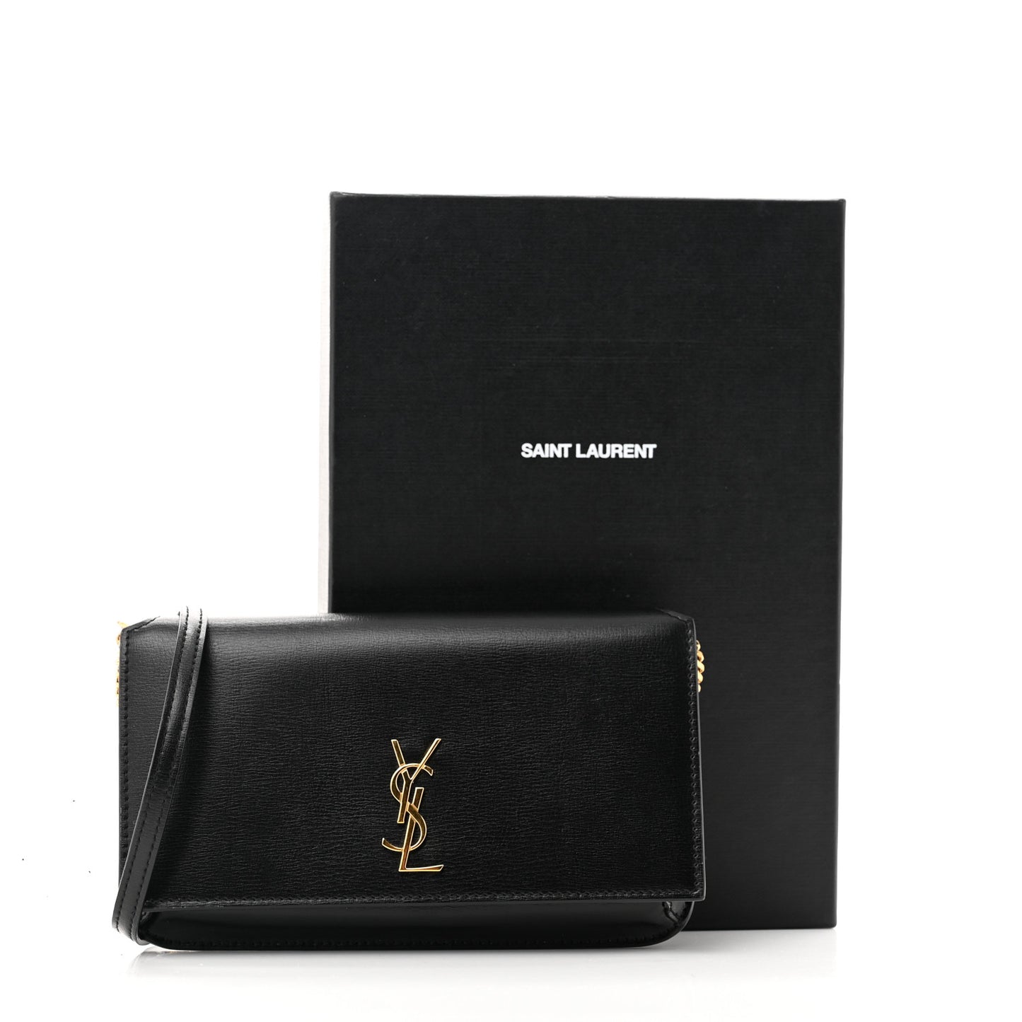 Smooth Calfskin Monogram Phone Holder Crossbody Black