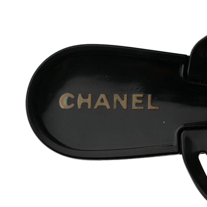 Chanel Jelly Camellia Thong Sandals 40 Black Ivory 6 of 8