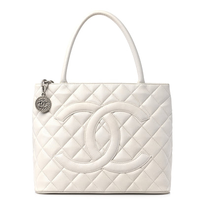 Chanel Caviar Quilted Medallion Tote White 1 of 13