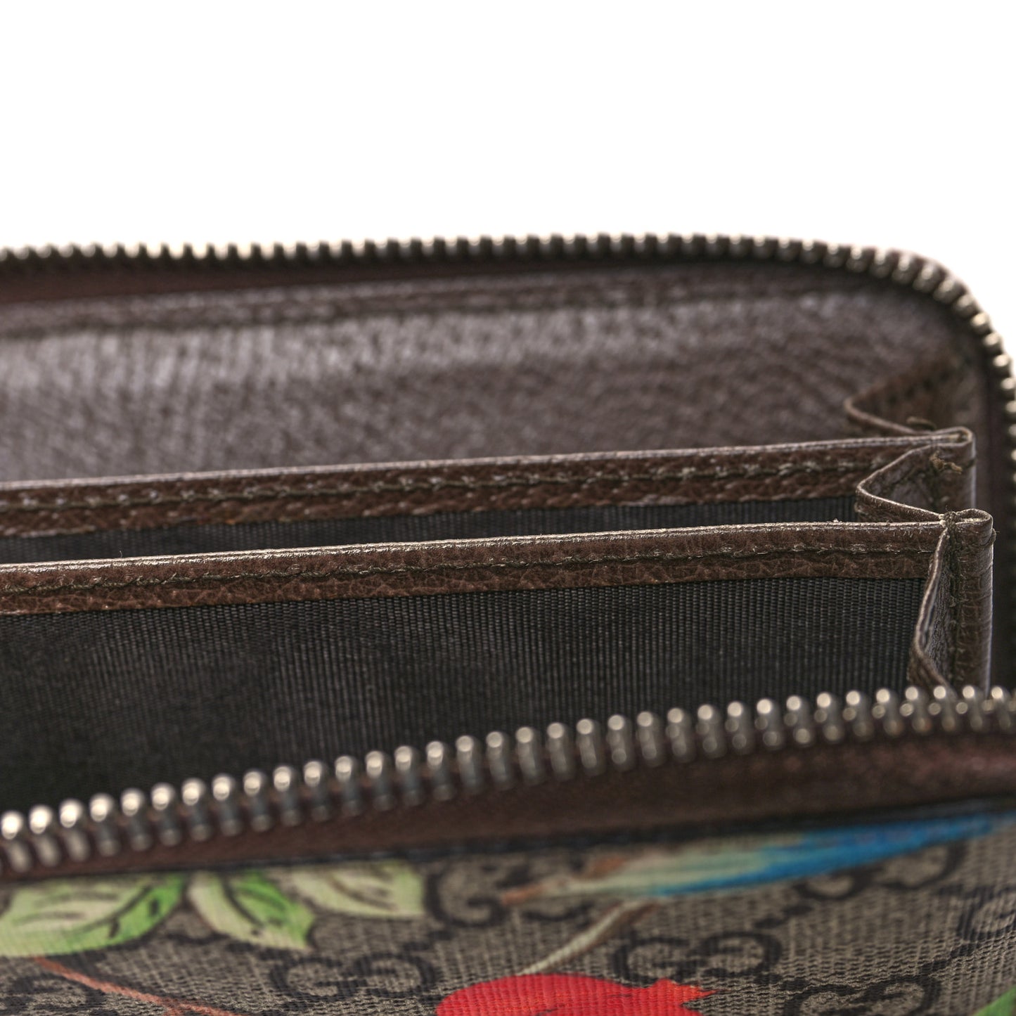 GG Supreme Monogram Tian Zip Around Card Case Wallet Beige Multicolor New Acero