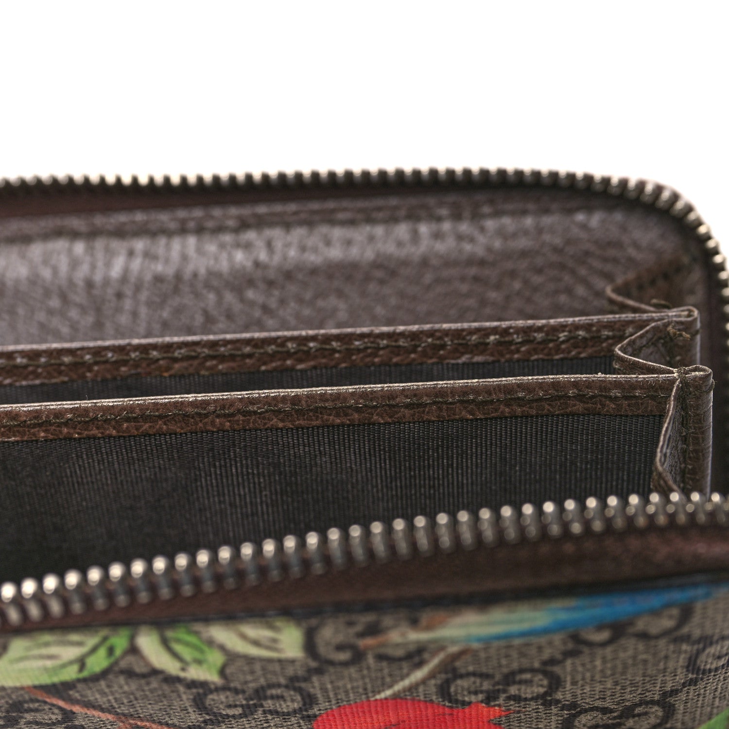 Gucci GG Supreme Monogram Tian Zip Around Card Case Wallet Beige Multicolor New Acero 8 of 8