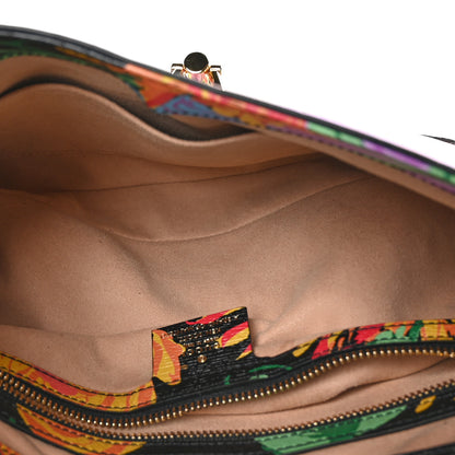 Gucci X KEN SCOTT New Shangai Calfskin Jenny Floral Print Small Jackie 1961 Hobo Black Pink 5 of 10