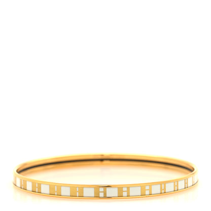 Hermes Enamel Printed Extra Narrow OP'H Bracelet 70 Jaune D'Or White 1 of 6
