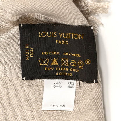 Louis Vuitton Silk Wool Monogram Shawl Greige 3 of 7
