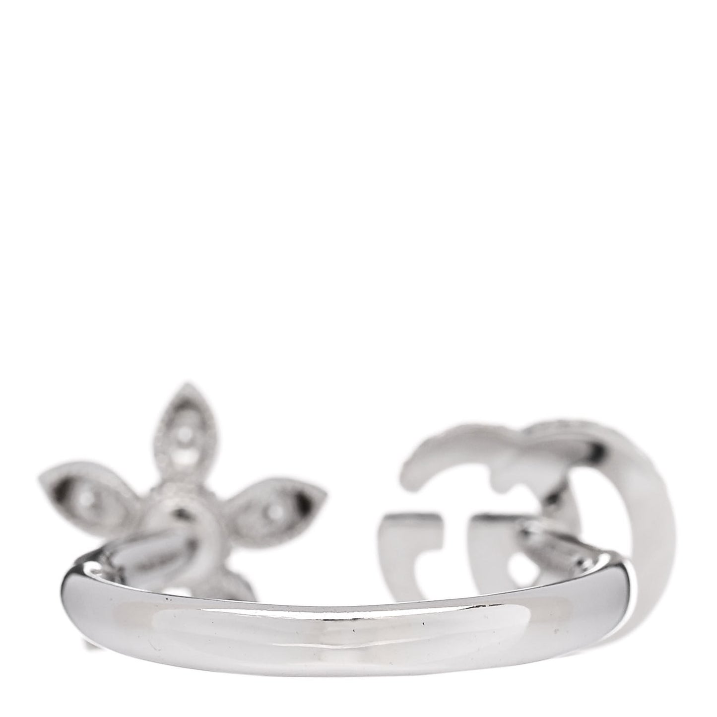 18K White Gold Diamond Flora GG Open Ring 53 6.5