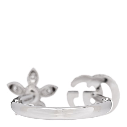 Gucci 18K White Gold Diamond Flora GG Open Ring 53 6.5 3 of 5