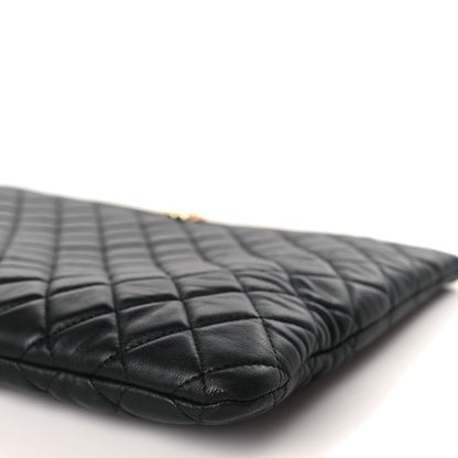 Chanel Lambskin Quilted Large Boy Cosmetic Case Black 9 of 9