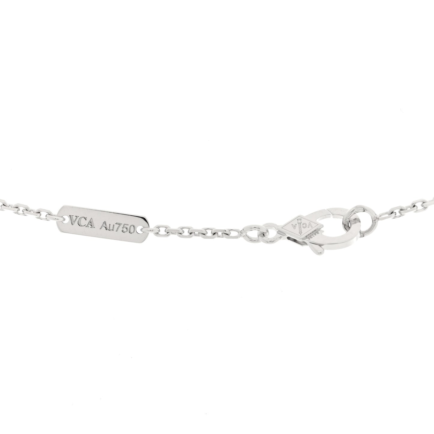 18k White Gold Chalcedony Vintage Alhambra Pendant Necklace