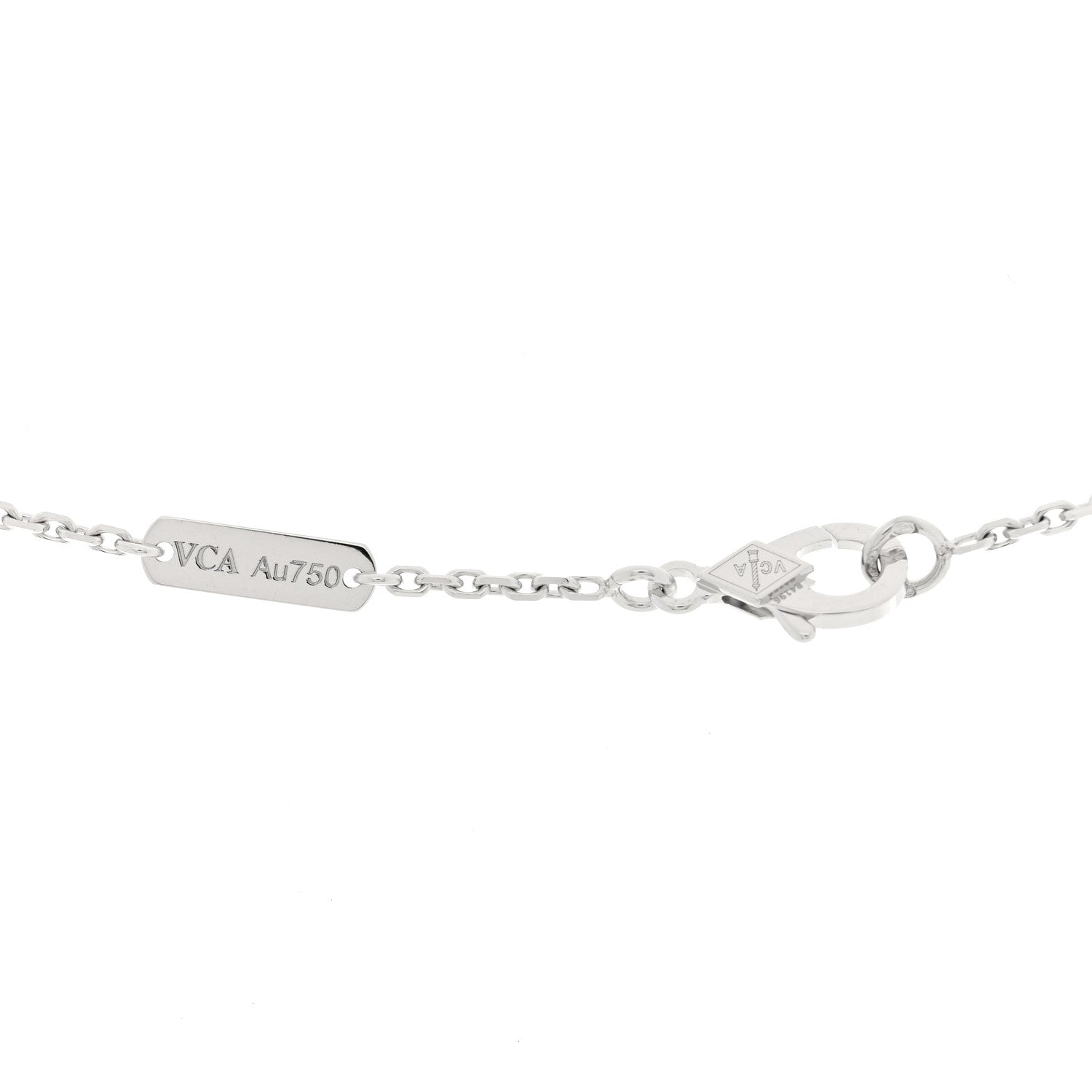 Van Cleef & Arpels 18k White Gold Chalcedony Vintage Alhambra Pendant Necklace 4 of 5