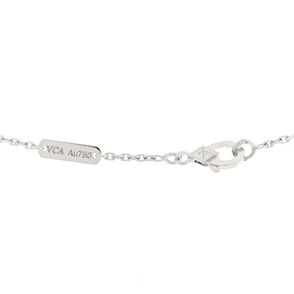 Van Cleef & Arpels 18k White Gold Chalcedony Vintage Alhambra Pendant Necklace 4 of 5