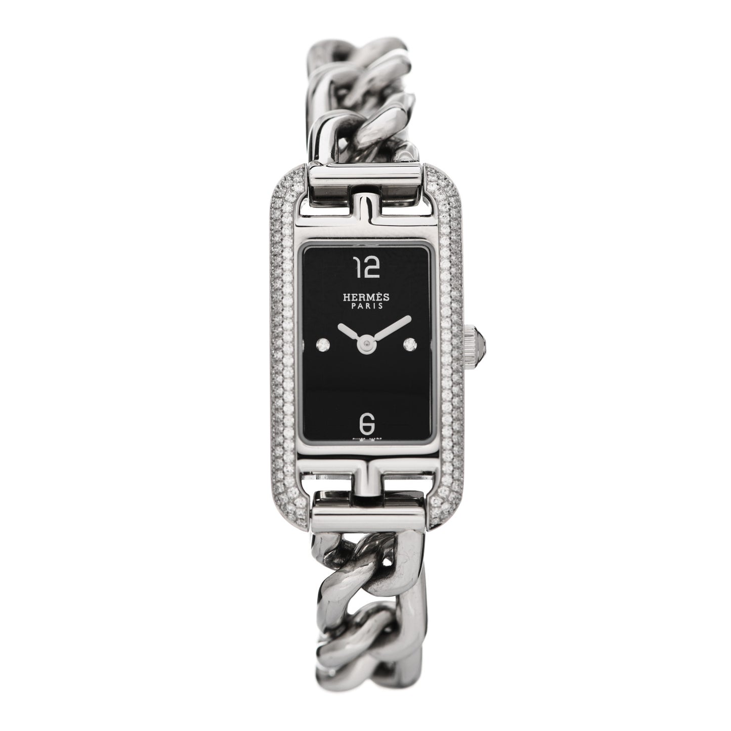 Stainless Steel Diamond Bezel 17mm Nantucket Quartz Watch Black
