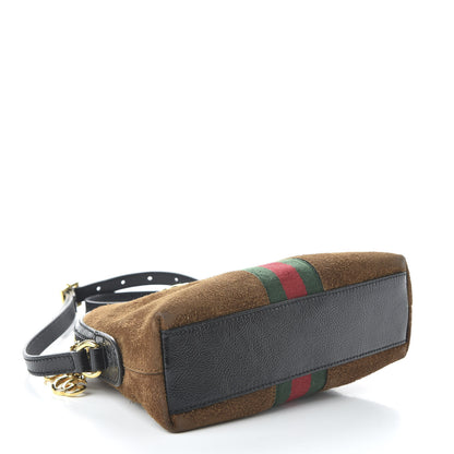Gucci Suede Patent Web Small Ophidia Dome Shoulder Bag Nocciola Black 4 of 10
