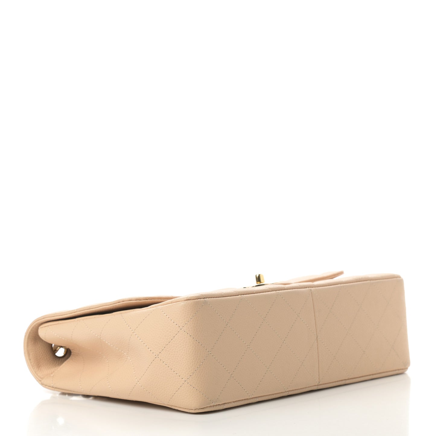 Caviar Quilted Jumbo Single Flap Beige Clair