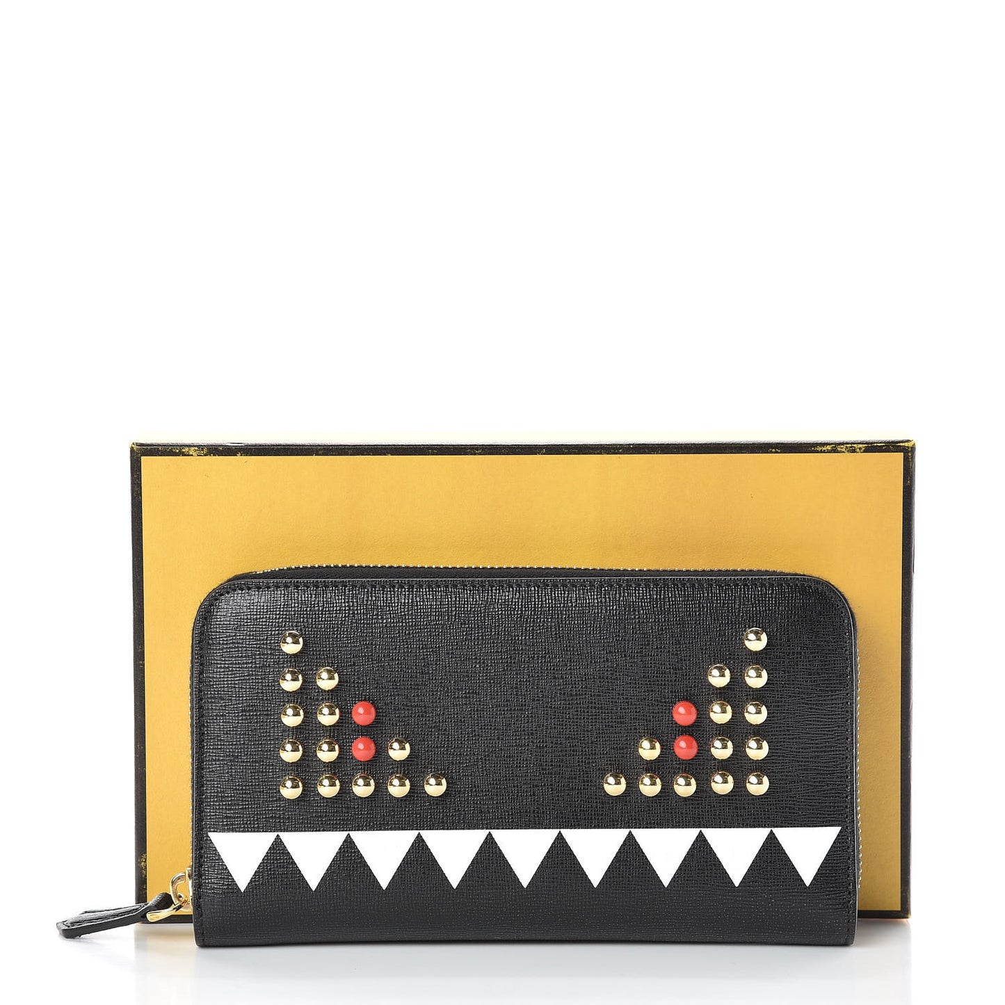 Vitello Elite Studded Monster Zip Around Wallet Black