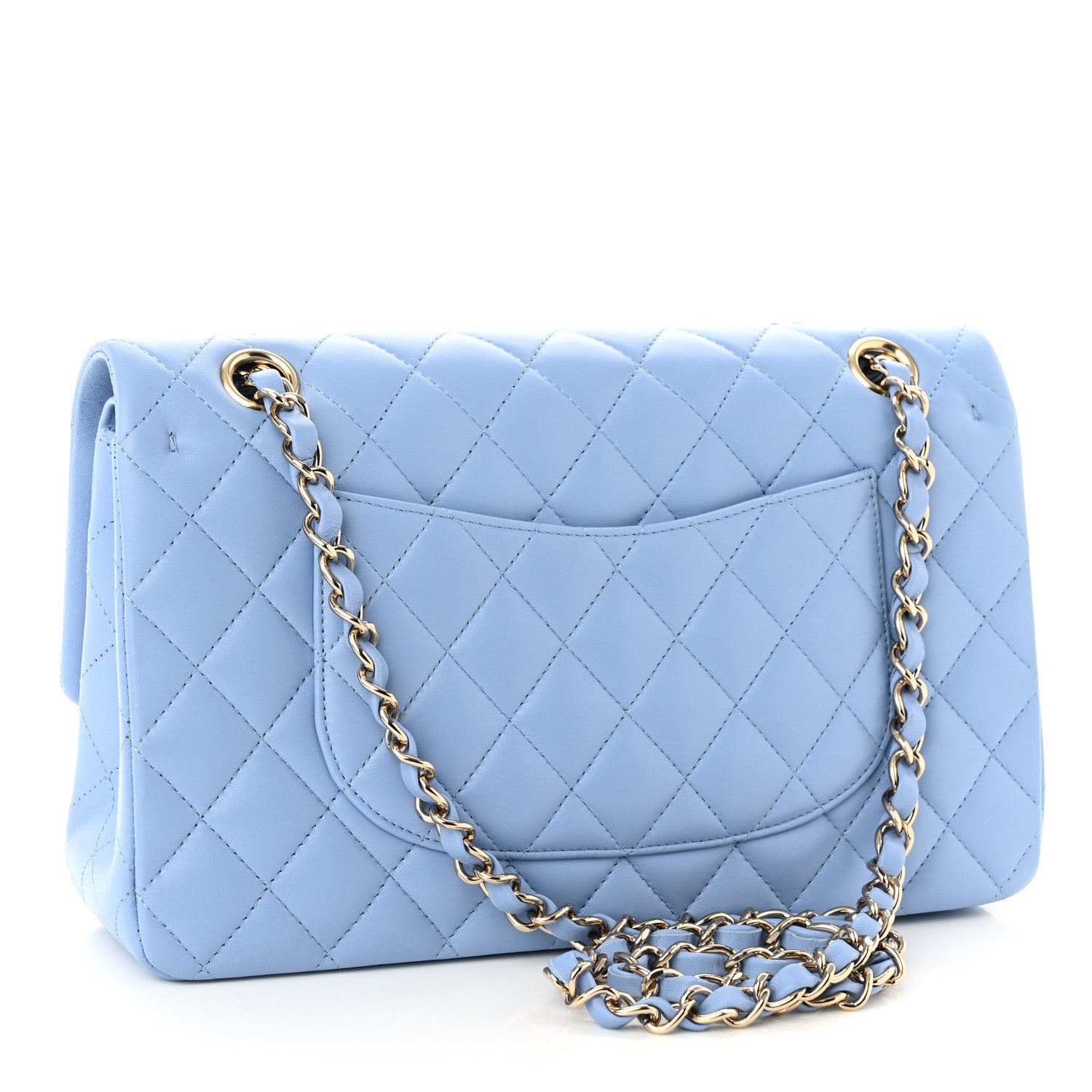 Chanel Lambskin Quilted Medium Double Flap Light Blue 3 of 11