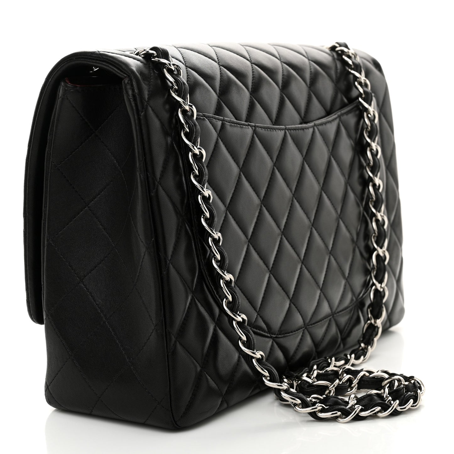 Lambskin Quilted Maxi Single Flap Black