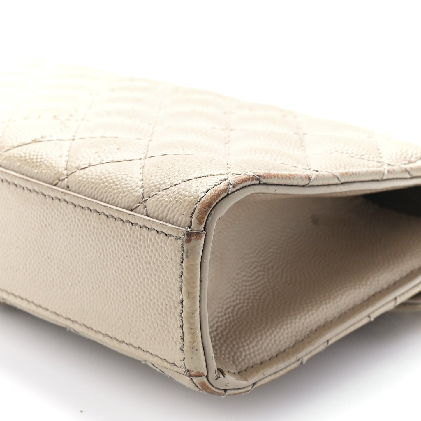 Grain De Poudre Textured Mixed Matelasse Triquilt Small Monogram Satchel Dark Beige