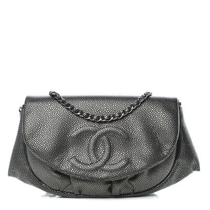 Chanel Metallic Caviar Half Moon Wallet On Chain WOC Dark Silver 1 of 11
